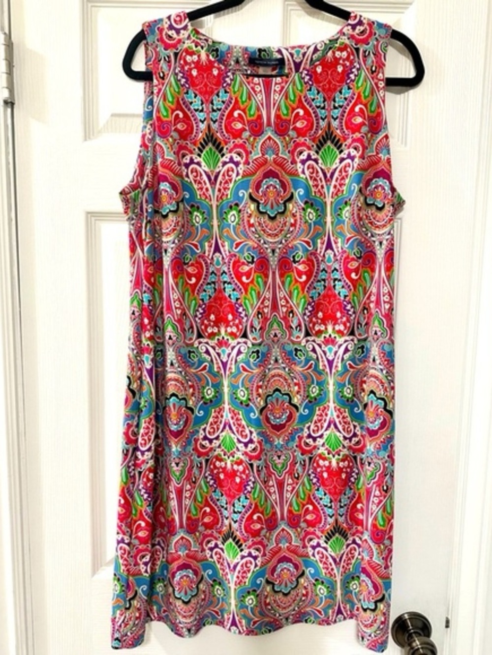 Sleeveless Mini Dress in Bright Multi Paisley - Pink/Green/Blue